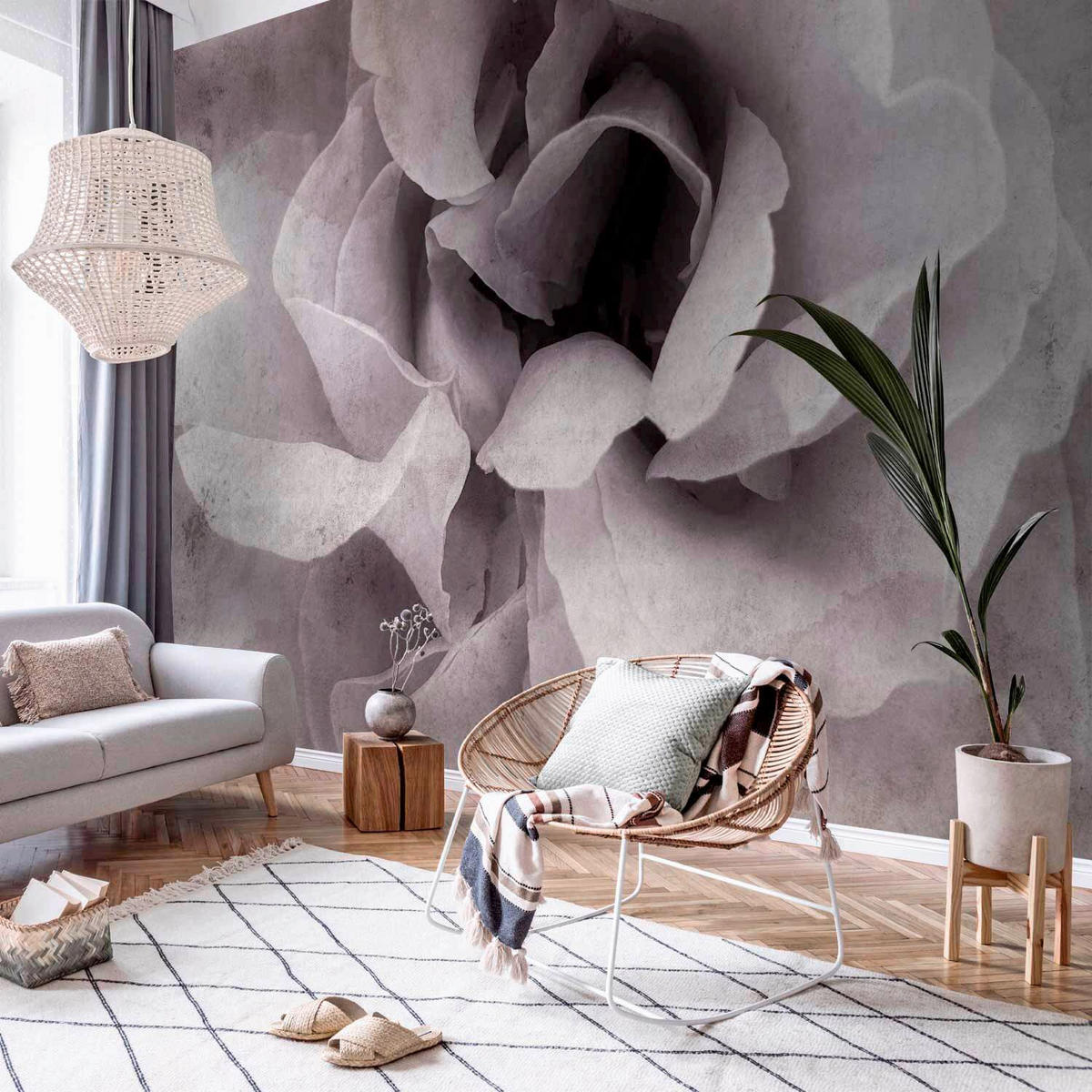 FOTOTAPET 300/210 cm  - vit/ljusrosa, Lifestyle, textil (300/210cm) - artgeist