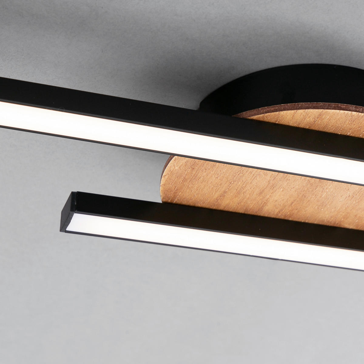 LED-DECKENLEUCHTE 56/12/3,7 cm  - Eichefarben/Schwarz, Design, Holz/Kunststoff (56/12/3,7cm)