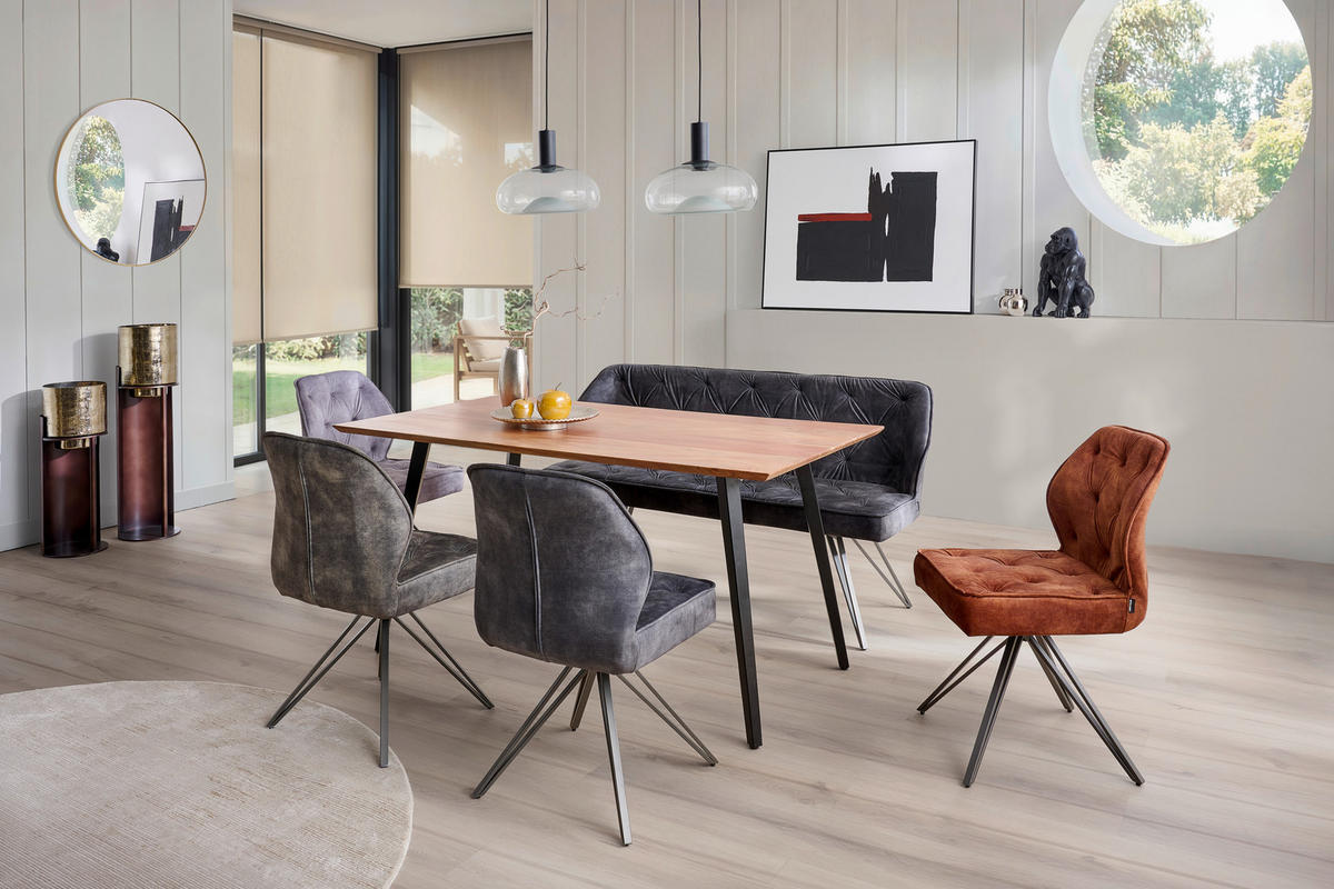 SITZBANK 157/85/59 cm  in Anthrazit, Schwarz  - Anthrazit/Schwarz, Design, Textil/Metall (157/85/59cm) - Carryhome