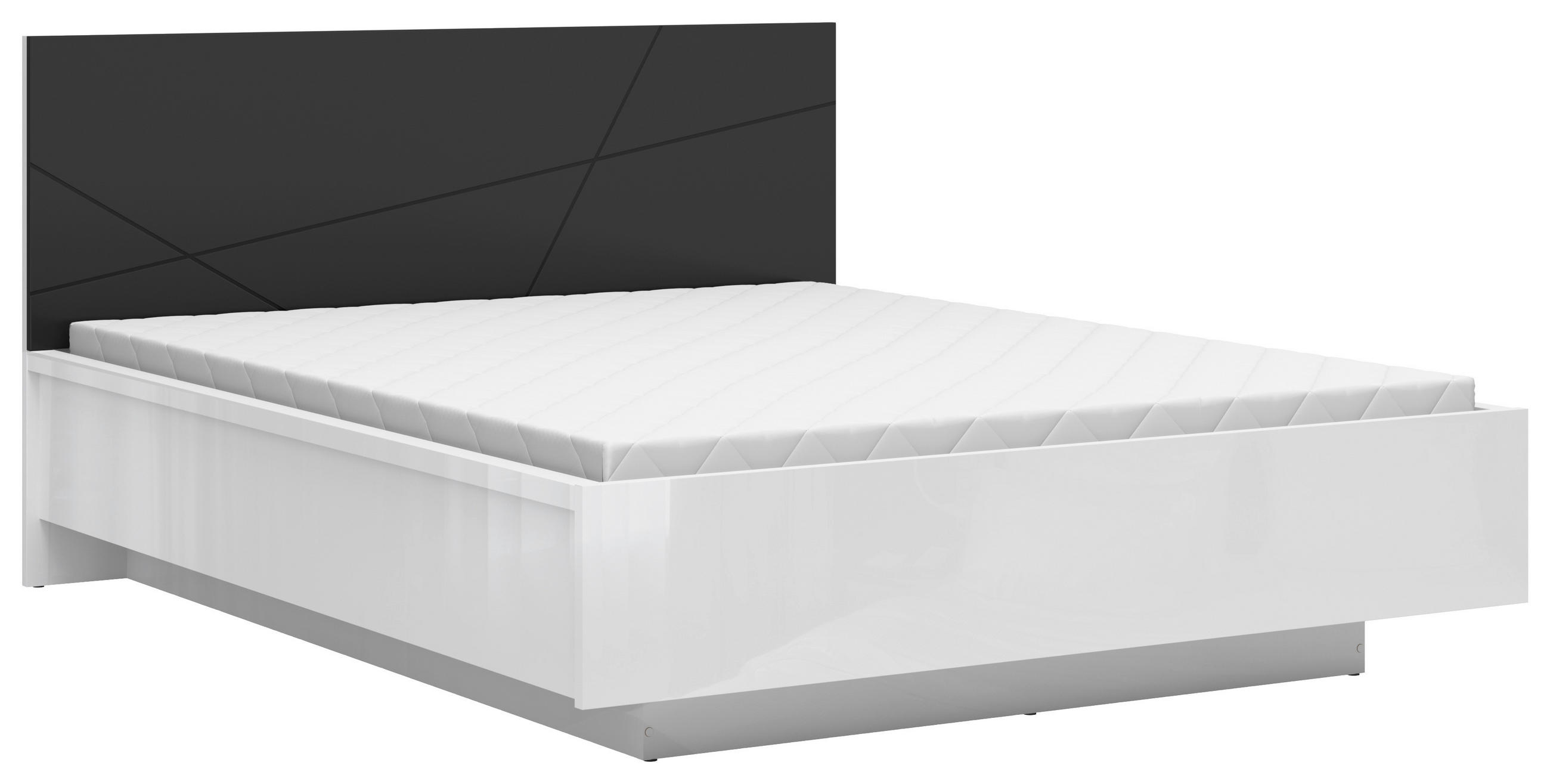 BETT 160/200 cm  in Schwarz, Weiß Hochglanz  - Weiß Hochglanz/Schwarz, MODERN (160/200cm) - MID.YOU