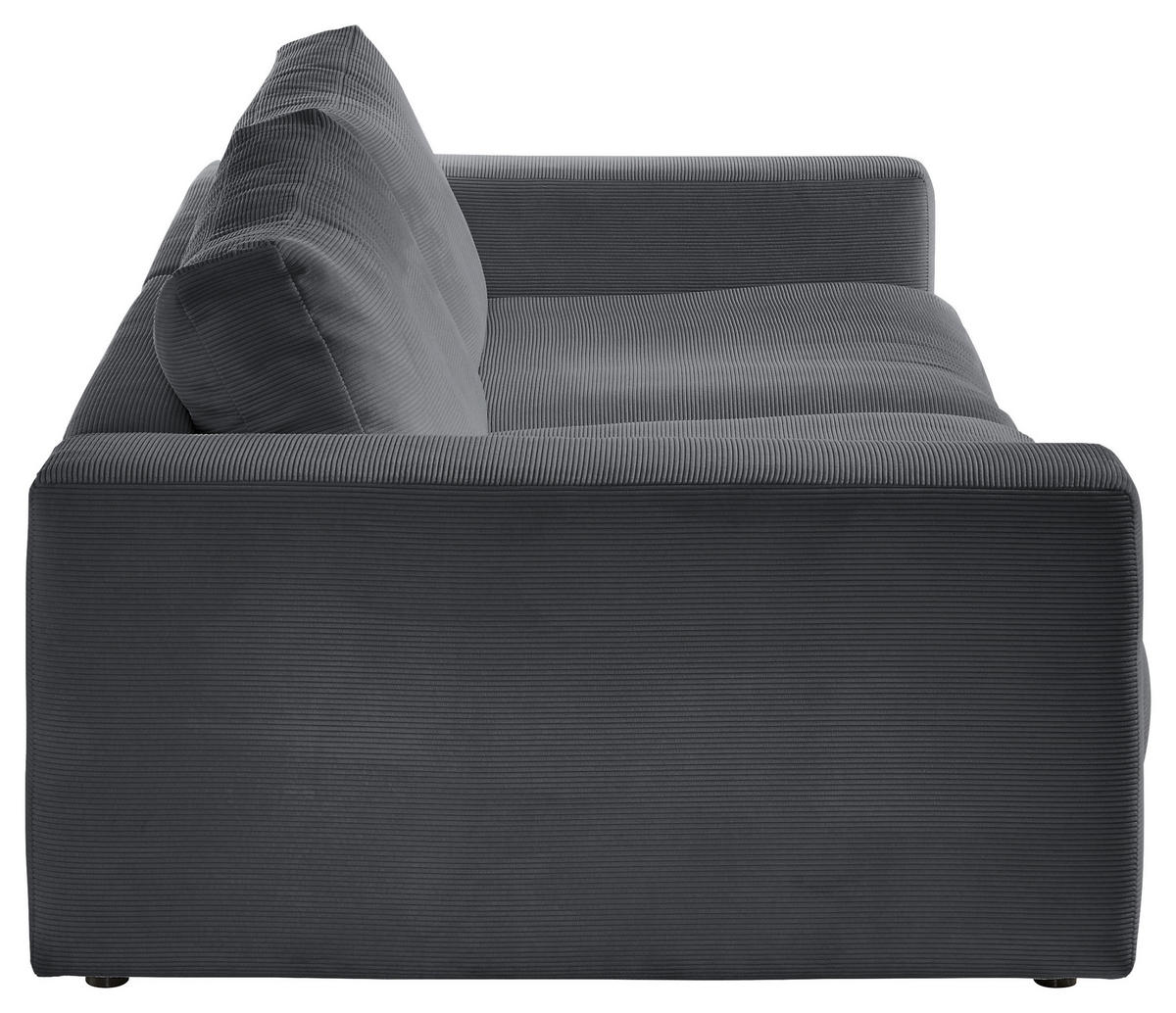 3-SITZER-SOFA in Feincord Anthrazit  - Anthrazit/Schwarz, Design, Kunststoff/Textil (290/86/127cm) - Lomoco