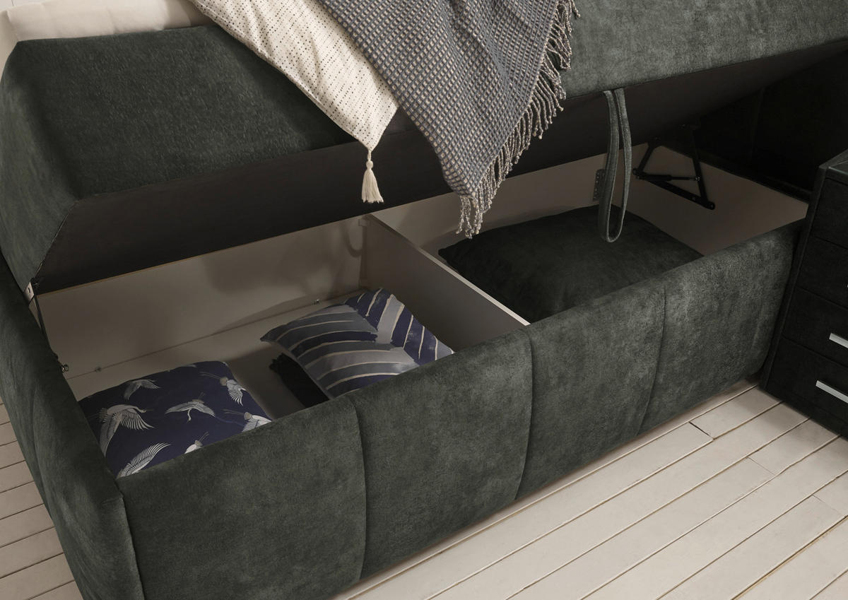 BOXBETT 180/200 cm  in Dunkelgrün  - Dunkelgrün/Schwarz, Konventionell, Kunststoff/Textil (180/200cm) - Modante