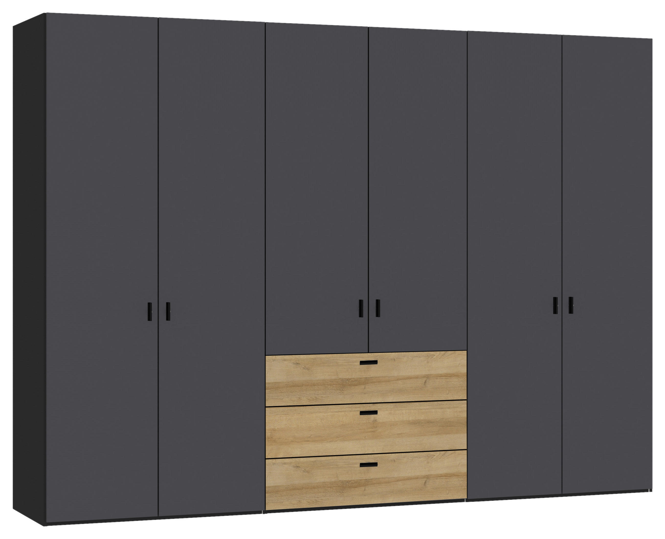 DREHTÜRENSCHRANK in Anthrazit, Schwarz, Eichefarben  - Eichefarben/Anthrazit, Design, Holzwerkstoff/Metall (303/220/59cm) - Jutzler