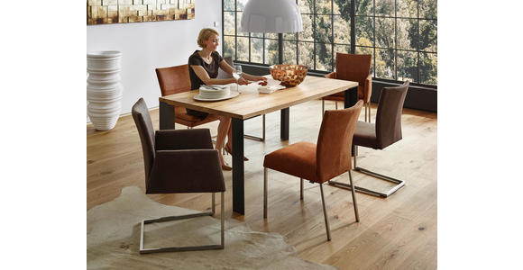 ESSTISCH Asteiche massiv rechteckig Anthrazit, Eichefarben - Eichefarben/Anthrazit, Design, Holz/Metall (180/100/77cm) - Dieter Knoll
