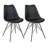 STUHL-SET 2 Stück  in Kunststoff matt  - Schwarz, MODERN, Kunststoff/Textil (48/86/55cm) - MID.YOU