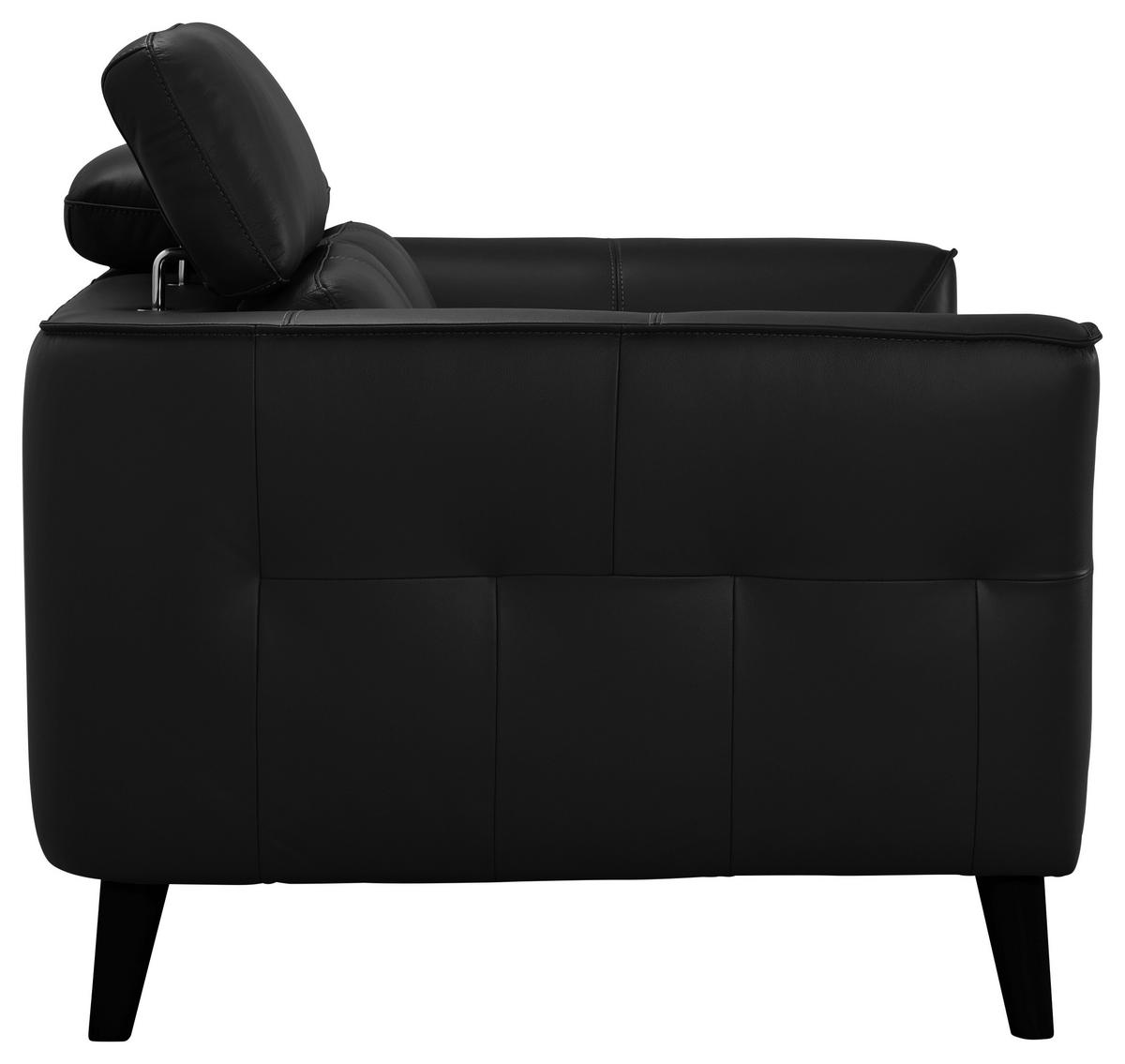 2-SITZER-SOFA Schwarz Echtleder  - Schwarz, KONVENTIONELL, Leder/Holz (164/92,5/96,5cm) - MID.YOU