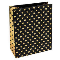 GESCHENKTASCHE  - Schwarz Hochglanz, Basics, Papier (26/32/12cm)