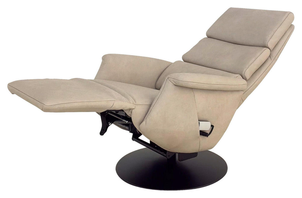 RELAXSESSEL Echtleder    - Ecru/Schwarz, Design, Leder/Metall (80/111/90cm) - Cantus