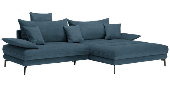 ECKSOFA in Mikrofaser Blau  - Blau/Schwarz, MODERN, Textil/Metall (297/173cm) - Carryhome