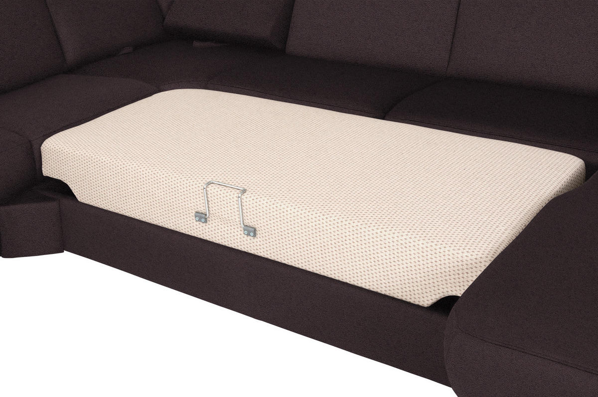 WOHNLANDSCHAFT in Flachgewebe Mokka  - Chromfarben/Mokka, Konventionell, Textil/Metall (240/330/163cm) - Beldomo System