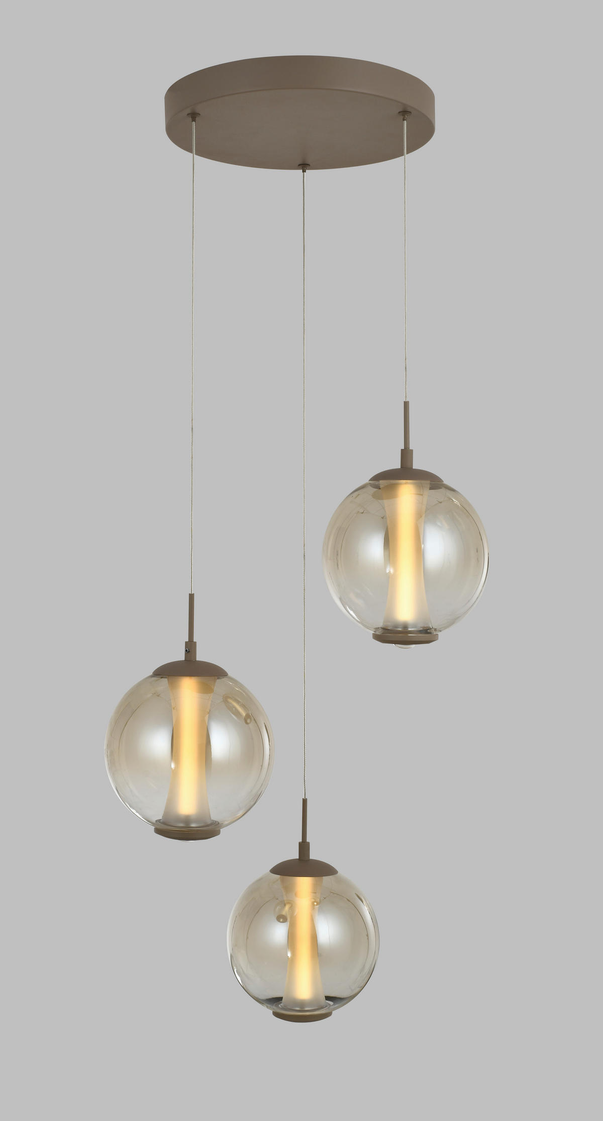 ZÁVĚSNÉ LED SVÍTIDLO,  - pískové barvy, Design, kov/sklo (44/150/44cm)