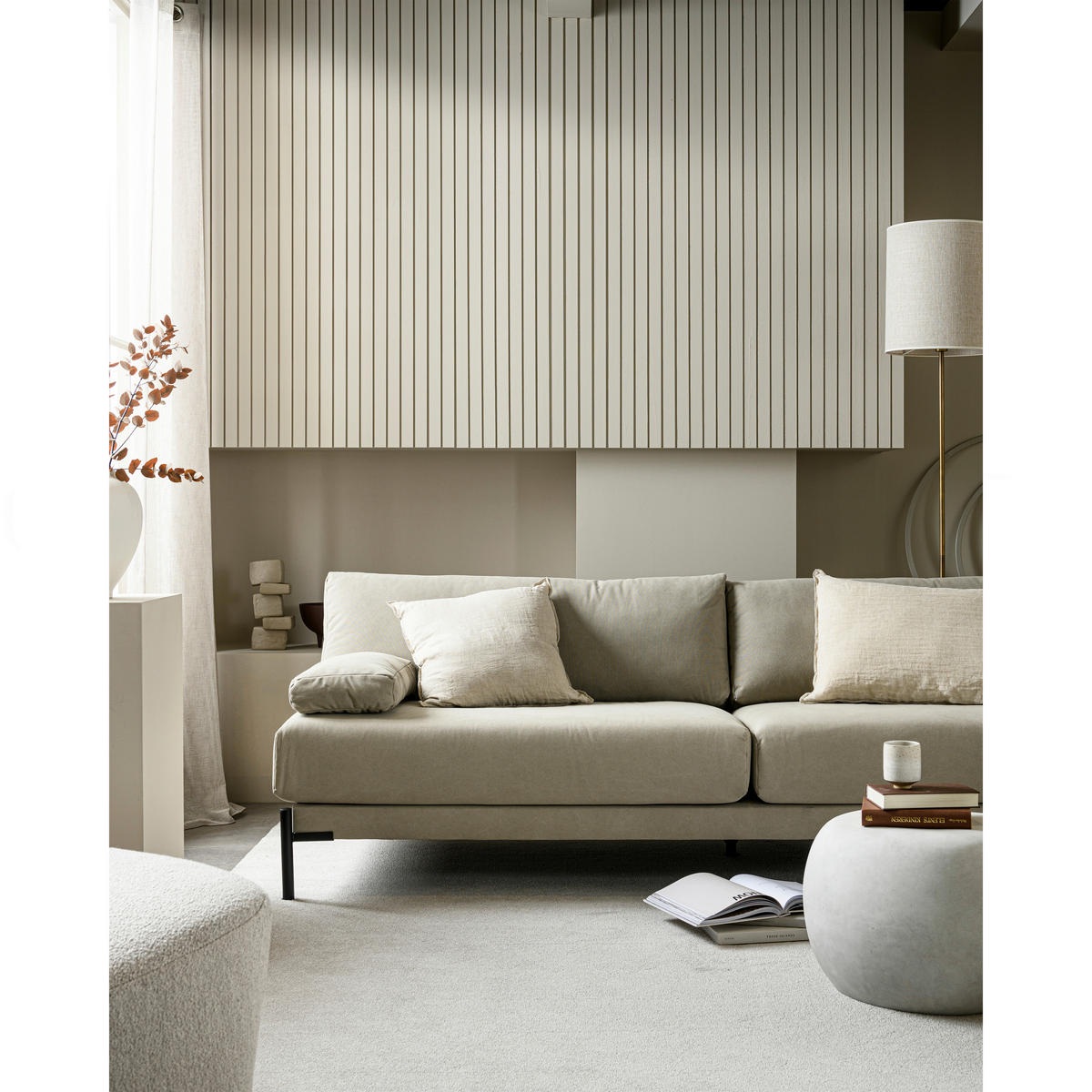 COUCHTISCH Pebble Glasfaser 50/50/35 cm organisch Weiß  - Weiß, Design, Glas/Keramik (50/50/35cm) - Livetastic