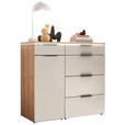 KOMMODE  in 100/91,2/43 cm  - Schieferfarben/Eiche Bianco, Basics, Glas/Holzwerkstoff (100/91,2/43cm) - Dieter Knoll