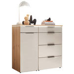KOMMODE  in 100/91,2/43 cm  - Schieferfarben/Eiche Bianco, Basics, Glas/Holzwerkstoff (100/91,2/43cm) - Dieter Knoll