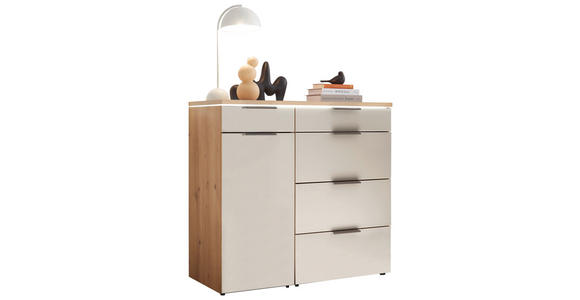 KOMMODE  in 100/91,2/43 cm  - Schieferfarben/Eiche Bianco, Basics, Glas/Holzwerkstoff (100/91,2/43cm) - Dieter Knoll