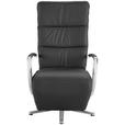 RELAXSESSEL in Leder Anthrazit  - Chromfarben/Anthrazit, Design, Leder/Metall (64/112/80cm) - Cantus