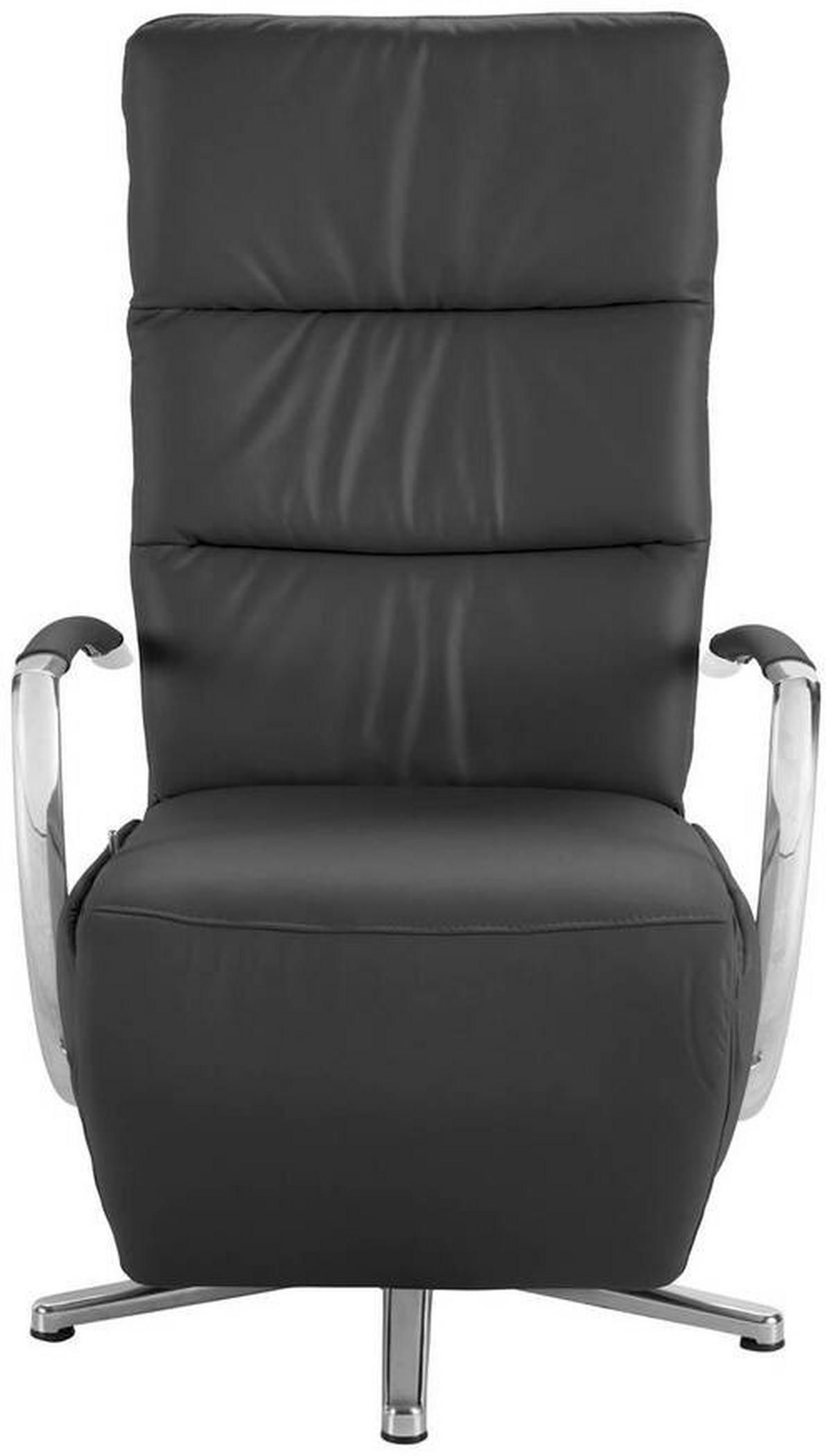 RELAXSESSEL in Leder Anthrazit  - Chromfarben/Anthrazit, Design, Leder/Metall (64/112/80cm) - Cantus