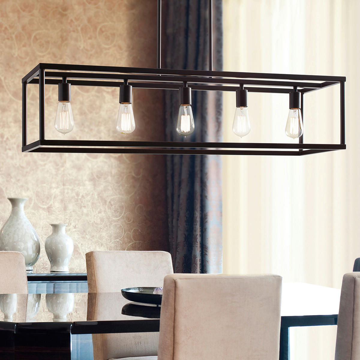 HÄNGLAMPA Elstead New-Harbor-Isle 96.5/37/30.5 cm  - bronsfärgad, Lifestyle, metall (96.5/37/30.5cm) - Elstead Lighting