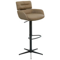 BARHOCKER in Metall, Leder Schwarz, Taupe  - Taupe/Schwarz, Design, Leder/Metall (54/105/53cm) - Dieter Knoll