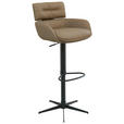 BARHOCKER in Metall, Leder Schwarz, Taupe  - Taupe/Schwarz, Design, Leder/Metall (54/105/53cm) - Dieter Knoll
