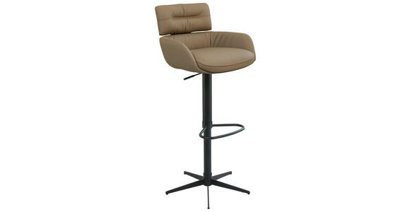 BARHOCKER in Metall, Leder Schwarz, Taupe  - Taupe/Schwarz, Design, Leder/Metall (54/105/53cm) - Dieter Knoll