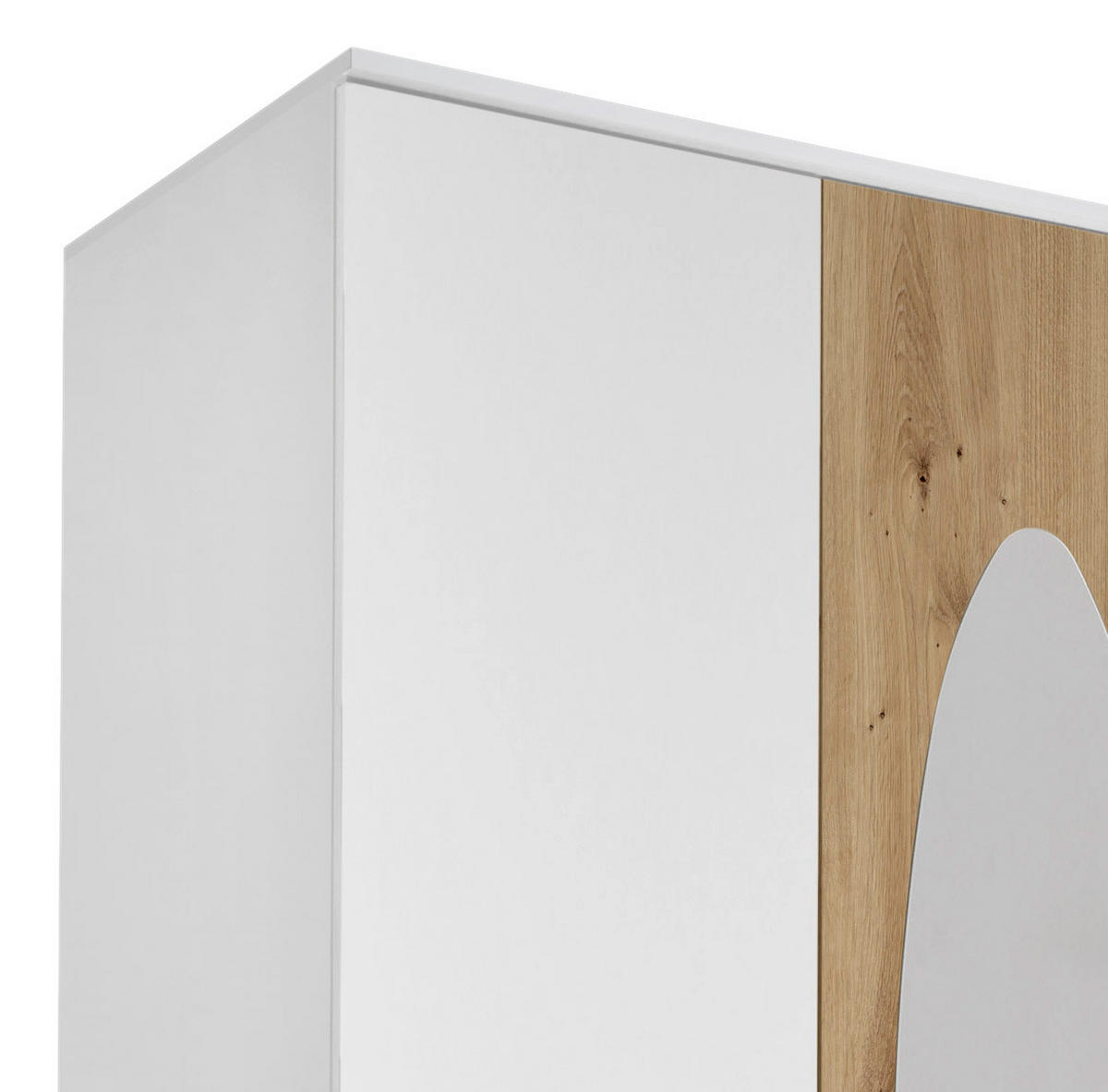 DREHTÜRENSCHRANK 120/195/55 cm 3-türig Weiß, Eiche Artisan  - Alufarben/Weiß, ROMANTIK / LANDHAUS, Glas/Holzwerkstoff (120/195/55cm) - P & B