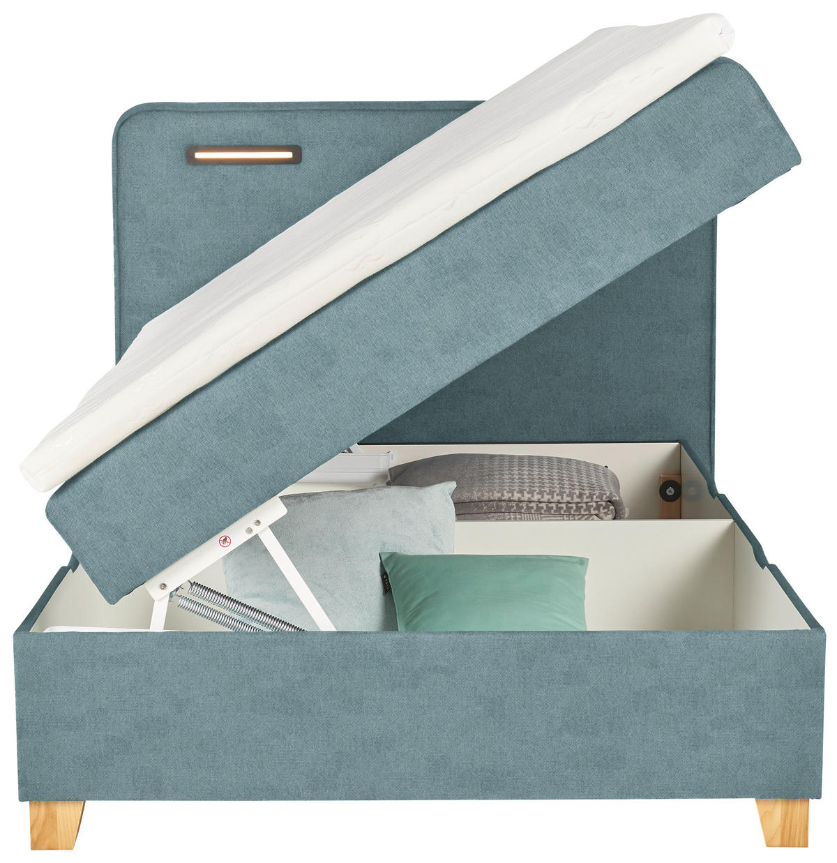 BOXBETT 120/200 cm  in Hellblau  - Hellblau, Konventionell, Holz/Textil (120/200cm) - Moderano