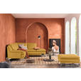 ECKSOFA Senfgelb Echtleder  - Chromfarben/Senfgelb, Design, Leder/Metall (242/224cm) - Novel