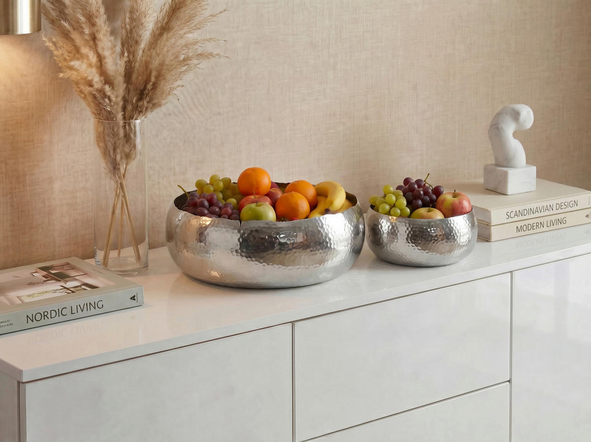 OBSTSCHALE  - Silberfarben, Design, Metall (30+40cm) - Livetastic