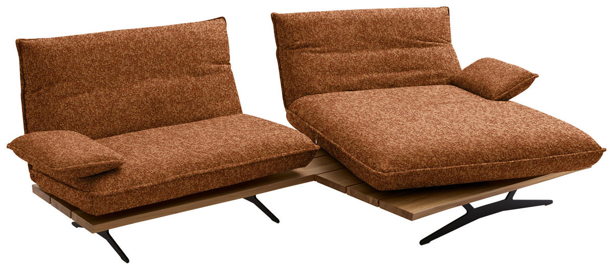 ECKSOFA Chenille, Flachgewebe Rostfarben, Wildeiche  - Wildeiche/Rostfarben, Design, Holz/Textil (284/161cm) - Koinor