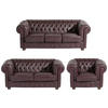 CHESTERFIELD-SITZGARNITUR in Echtleder Rot  - Rot/Nussbaumfarben, Design, Leder/Holz - Max Winzer