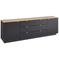 ŠIROKÁ KOMODA, černá, dub artisan, 240/77/44 cm - černá/barvy stříbra, Design, kov/kompozitní dřevo (240/77/44cm) - MID.YOU