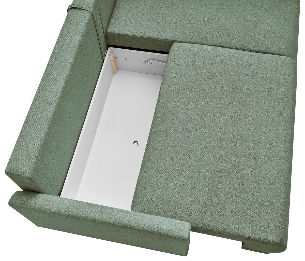 ECKSOFA MILOS Grün Flachgewebe, Struktur Rückenkissen, Bettkasten, Schlaffunktion, Rücken echt  - Naturfarben/Grün, Design, Textil (224/148cm) - P & B