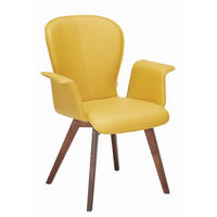 ARMLEHNSTUHL  in Echtleder pigmentiert  - Gelb/Nussbaumfarben, Design, Leder/Holz (69/91/61cm) - Bert Plantagie