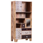 REGAL Akazie, Mangoholz massiv Braun, Multicolor, Naturfarben, Weiß  - Messingfarben/Multicolor, Design, Holz/Metall (80/170/44cm) - Landscape