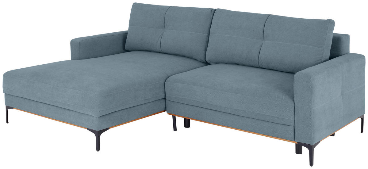 ECKSOFA in Hellblau  - Schwarz/Hellblau, Modern, Textil/Metall (162/238cm) - Ondega