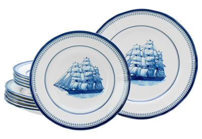 Creatable Tafelservice Segelschiff blau Blau, Weiß