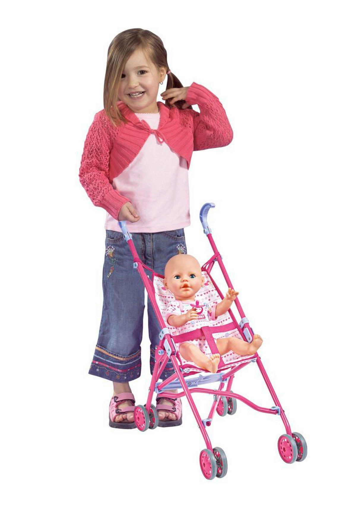 PUPPENBUGGY - Pink/Multicolor, Basics, Kunststoff/Textil (10/14/64cm) - Simba