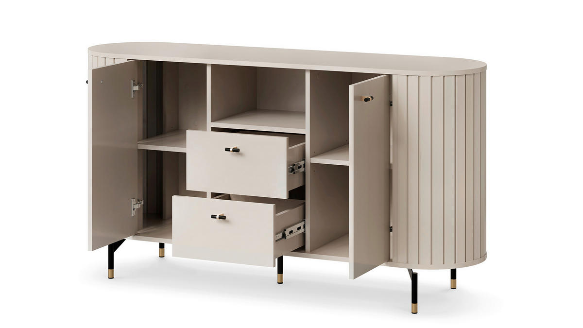 SIDEBOARD  150,1/81/40 cm 2 Schublade(n)  - Kaschmir/Goldfarben, MODERN, Holzwerkstoff/Metall (150,1/81/40cm) - home24