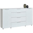 SIDEBOARD in 181/101/40,5 cm - Chromfarben/Weiß Hochglanz, Basics, Glas/Holzwerkstoff (181/101/40,5cm) - Voleo