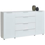 SIDEBOARD  in 181/101/40,5 cm  - Chromfarben/Weiß Hochglanz, Basics, Glas/Holzwerkstoff (181/101/40,5cm) - Voleo