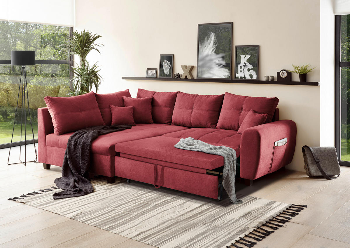 HÖRNSOFFA i mikrovelour bär  - bär/svart, Basics, trämaterial/textil (176/248cm) - MID.YOU