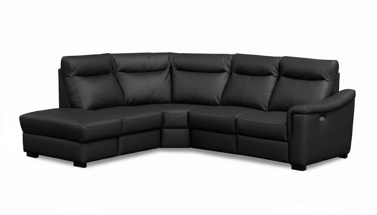 ECKSOFA Lederlook Echtleder Schwarz  - Wengefarben/Schwarz, Design, Leder/Holz (229/260cm) - Livetastic