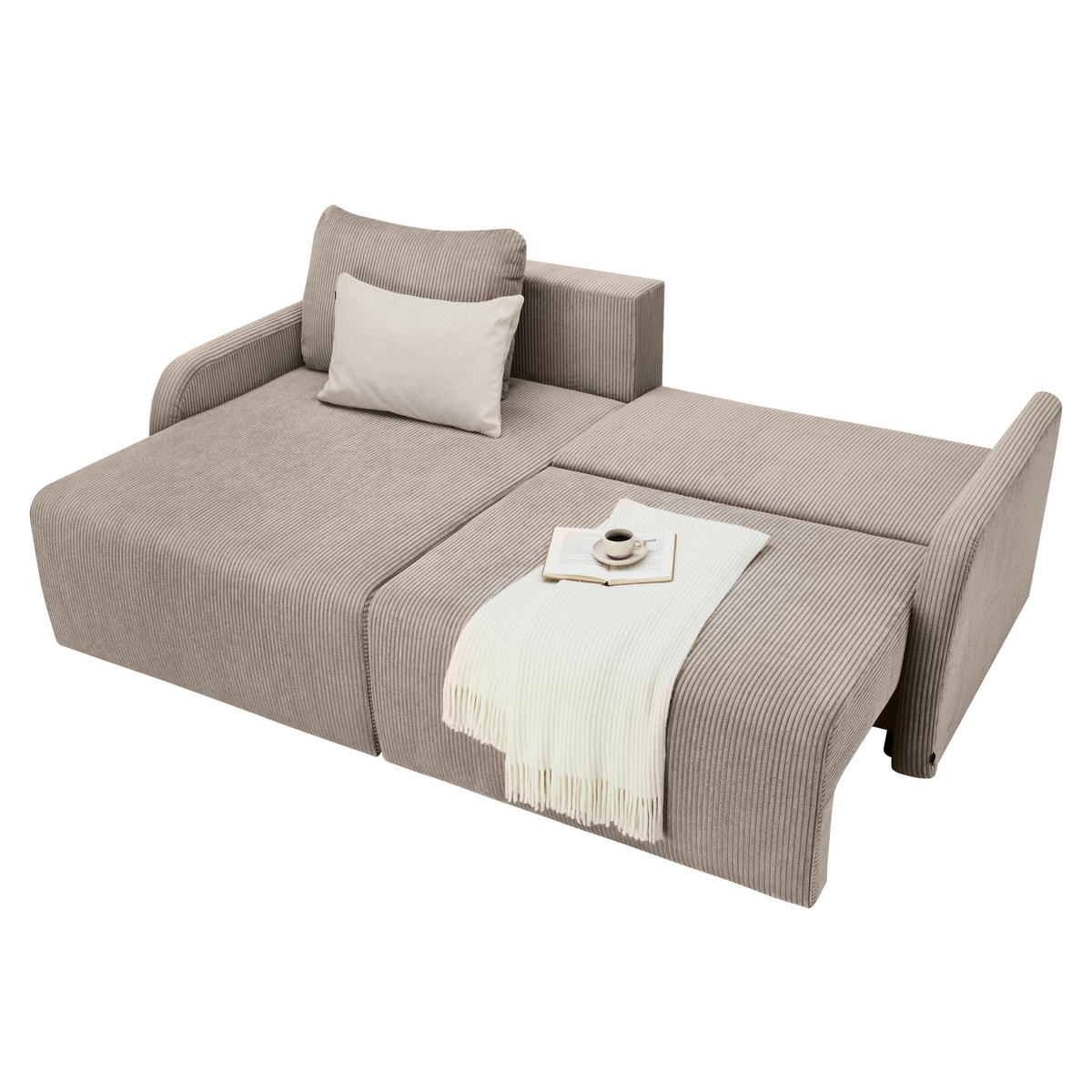 ECKSOFA Beige Cord  - Beige/Schwarz, KONVENTIONELL, Kunststoff/Textil (217/146cm) - Carryhome
