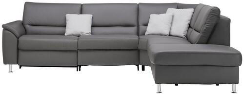 ECKSOFA in Echtleder Grau  290/249 cm  - Alufarben/Grau, KONVENTIONELL, Leder/Metall (290/249cm) - Beldomo Premium