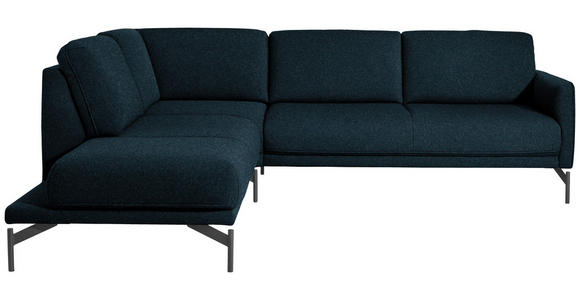 ECKSOFA in Flachgewebe, Struktur Dunkelblau  - Anthrazit/Dunkelblau, Design, Textil/Metall (230/254cm) - Ambiente