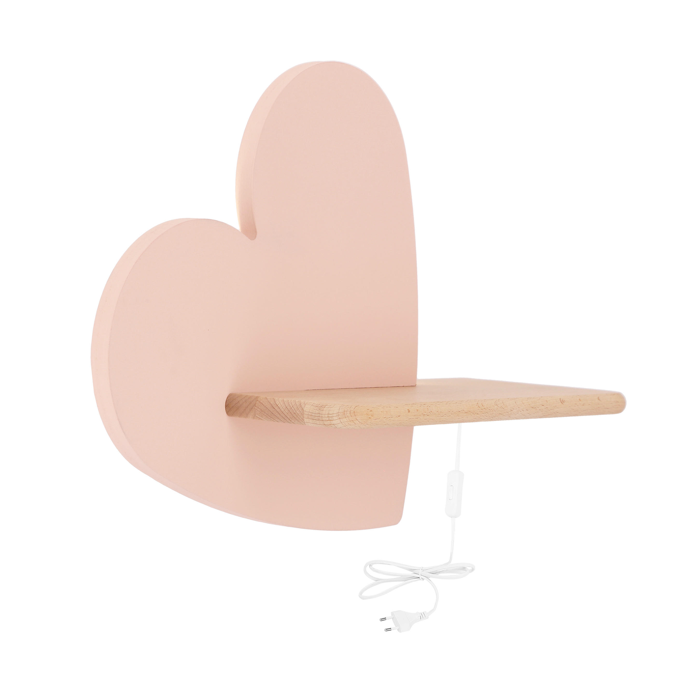 OTROŠKA STENSKA SVETILKA  Heart  250 lm 4000 K   - pink, Basics, kovina/leseni material (36/12/26cm)