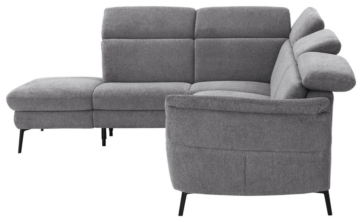 ECKSOFA in Struktur Grau  - Schwarz/Grau, Modern, Textil/Metall (235/275cm) - Cantus