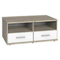 MEDIABÄNK i vit, ek San Remo  - vit/aluminiumfärg, Klassisk, trämaterial/plast (92/38/58cm) - Carryhome