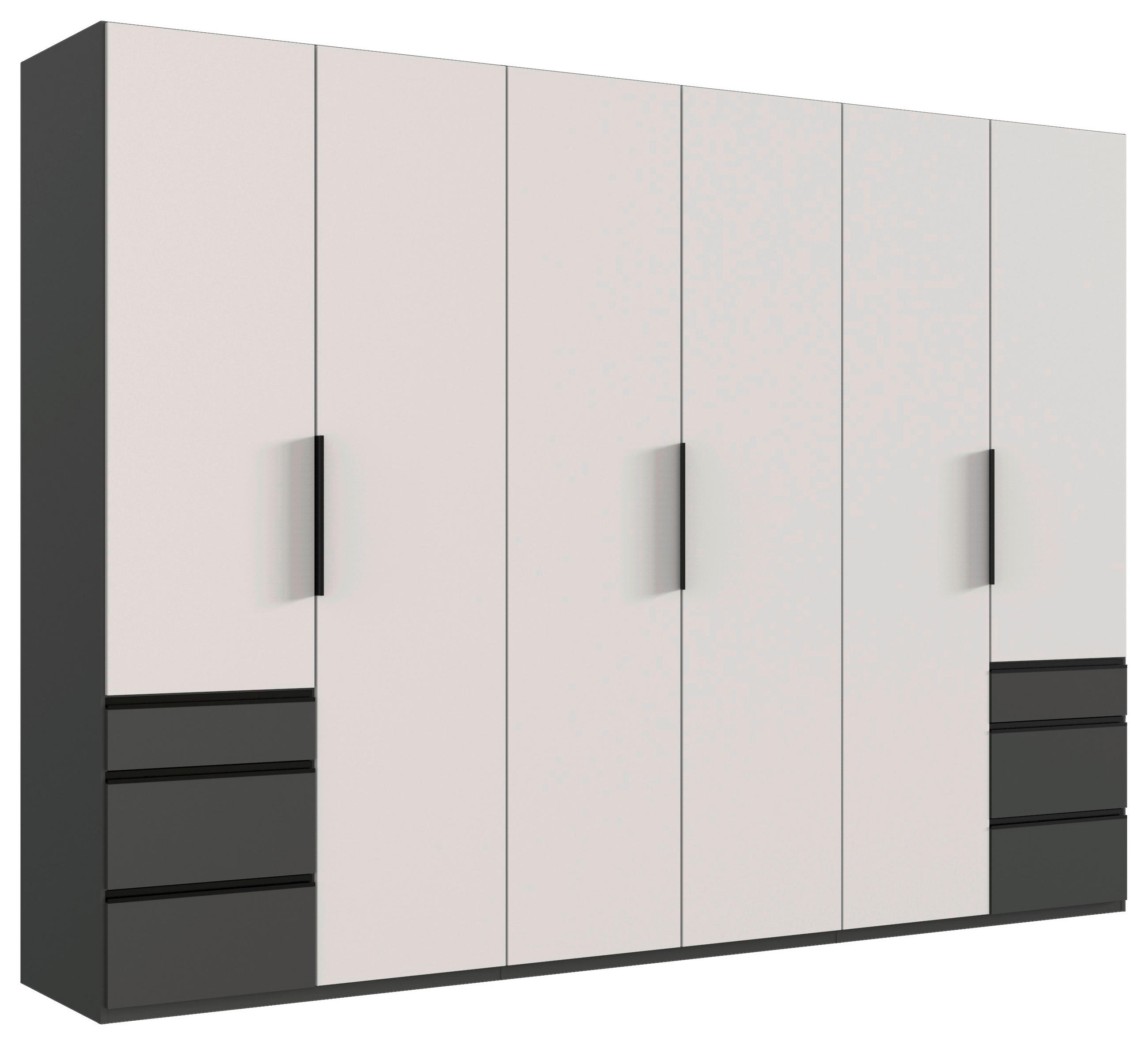 DREHTÜRENSCHRANK in Graphitfarben, Weiss  - Weiss/Schwarz, Konventionell, Holzwerkstoff/Metall (300/236/58cm) - Hom`in